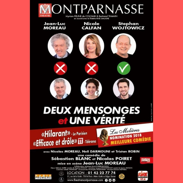 lessortiesdesarah_deux_mensonges_et_une_verite_affiche « Deux mensonges et une vérité » au Théâtre Montparnasse !