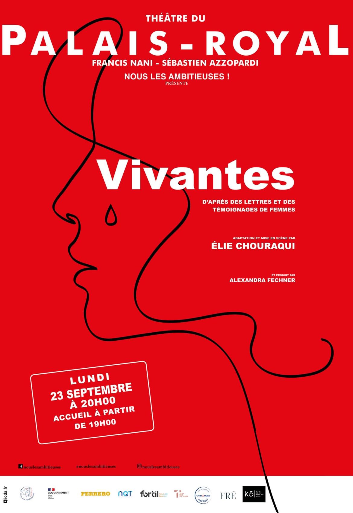 « Vivantes » au Théâtre du Palais Royal à Paris.